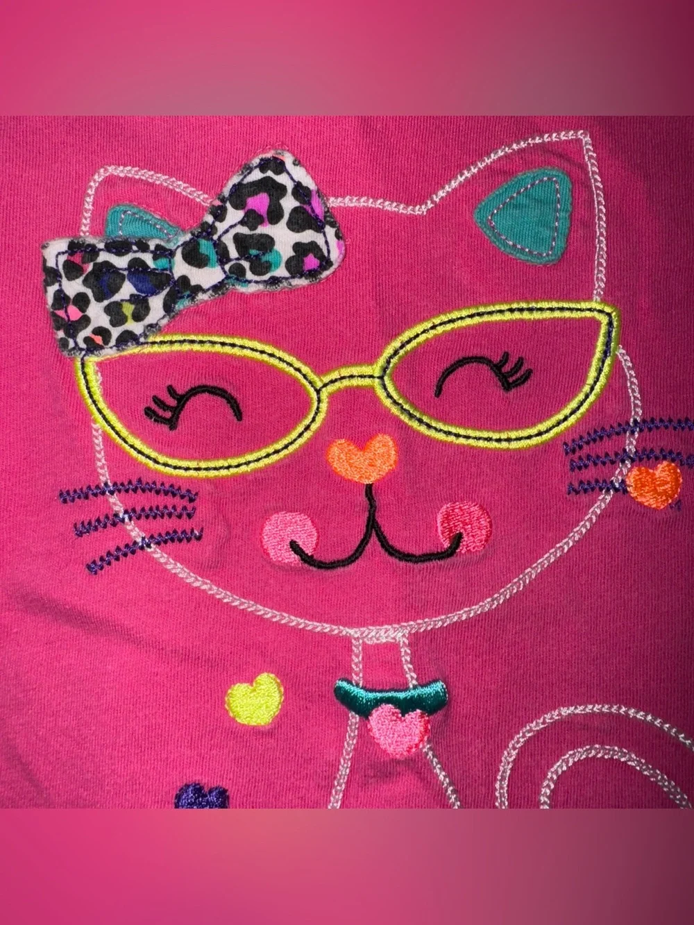 Pink Cat Shirt Girl’s 4 Sunglasses Summer Short Sleeve Tee Top Cute Beach Play